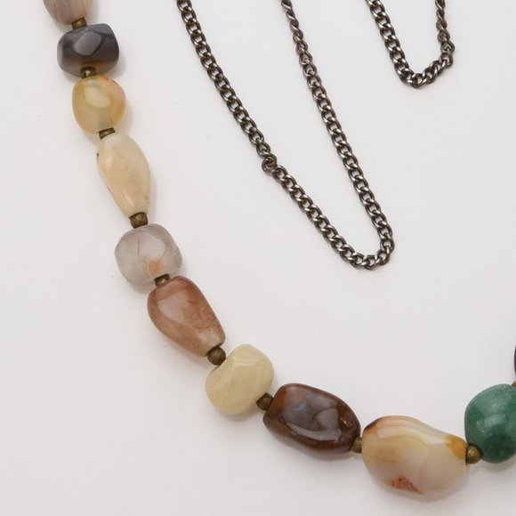 Polished Semi-Precious Agate Bead Necklace - Picture 3 of 3